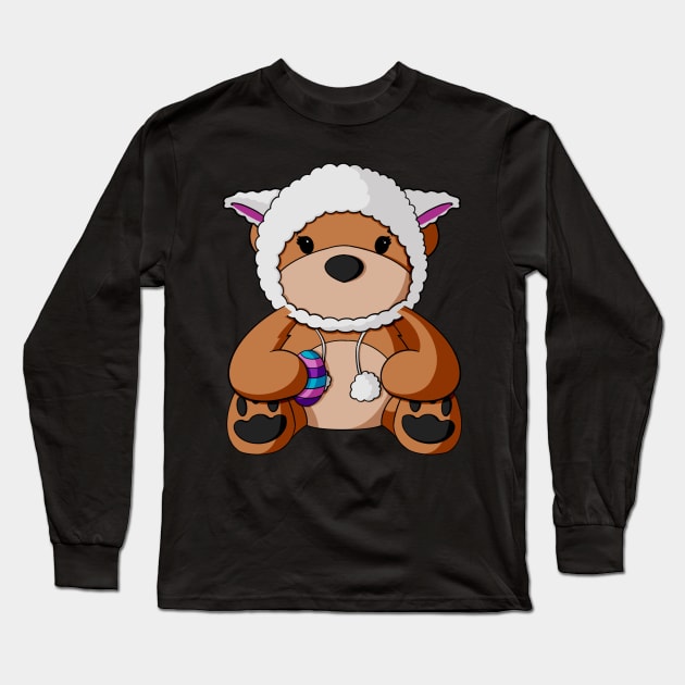 Easter Lamb Hat Teddy Bear Long Sleeve T-Shirt by Alisha Ober Designs